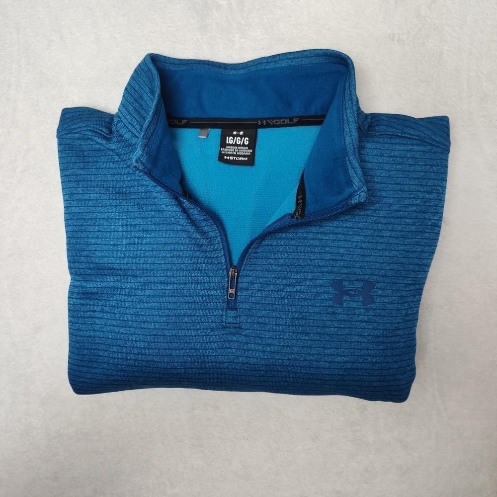 Under Armour Sweatshirt Mens L Blue 1/4 Zip Mock Neck UA Storm Golf 1373674
